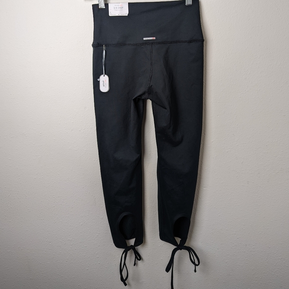 Aerie Leggings Black Hi Rise Crop Leggings Size Small Lace Up Balletcore NWT - Picture 6 of 10